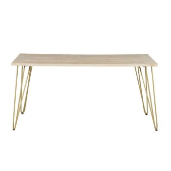 Light Gold Dining Table - Solid Mango Wood - L85 x W160 x H76 cm