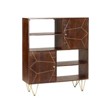 Dark Gold Display Cabinet - Solid Mango Wood - L40 x W120 x H135 cm