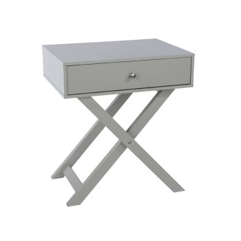 X Leg 1 Drawer Petite Bedside Cabinet - MDF - 55 x 40 x 60 cm - Grey