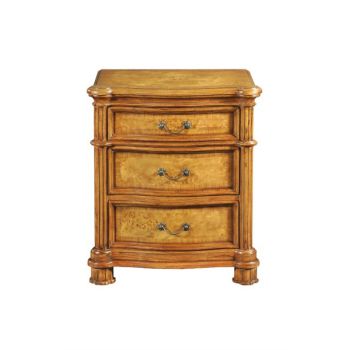 Hampton 3 Drawer Walnut Bedside - Wood - L45 x W60 x H70 cm