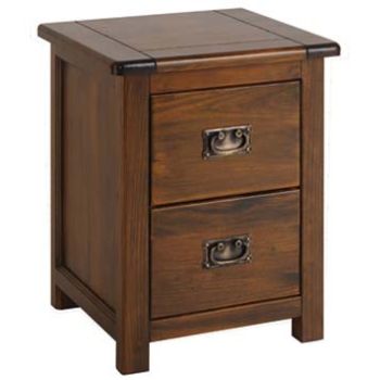 Boston 2 Drawer Bedside Cabinet - Pine - 45 x 40 x 55 cm - Dark Brown