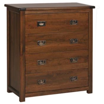 Boston 4 Drawer Chest - Pine - 90 x 40 x 95 cm - Dark Brown