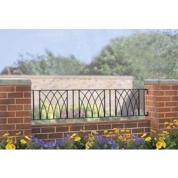 Abbey Modern Railing Panel - Solid Steel - Fits Gap of 1830 mm x 395 mm High - Electro Galvanised/Black Powder Coated