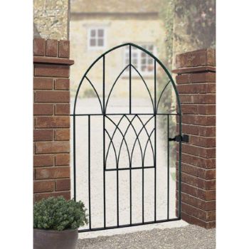Abbey Modern Low Arch Bow Top Single Gate - Solid Steel - Fits Gap of 991 mm x 1378 mm High - Electro Galv./Black Powder Coated