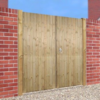 Carlton Tall Flat Top Double Driveway Gate - Pressure Treated Scandinavian Redwood - W2100 x H1800 mm