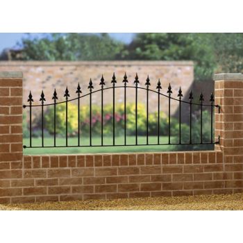 Saxon Spear Top Arched Railing Panel - Solid Steel - Fits Gap of 1830 mm x 660 mm High - Electro Galvanised/Black Powder Coated