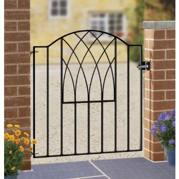 Abbey Modern Verona Low Bow Top Single Gate - Solid Steel - Fits Gap of 955 mm x 940 mm High - Electro Galv./Black Powder Coated