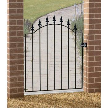 Saxon-Warwick Spear Low Bow Top Single Gate - Solid Steel - Fits Gap of 880 mm x 1076 mm High - Electro Galv./Black Powder Coated