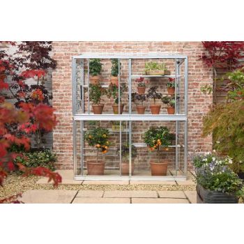 Hampton-D 5 Feet Lean to Mini Greenhouse - Aluminium/Glass - L151 x W77 x H181 cm - Without Coating