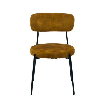 Stackable Glenn Dining Chairs (Pack of 2) - Velvet - L52 x W52 x H78 cm - Mustard