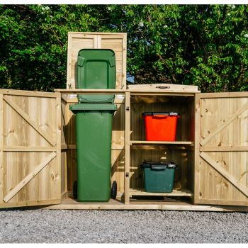 Chatburn 1 Wheelie Bin/2 Recycle Box Store - L80.4 x W134 x H120 cm - Fits 1 x 180L or 240L Wheelie Bins & 2 x Recycle Boxes