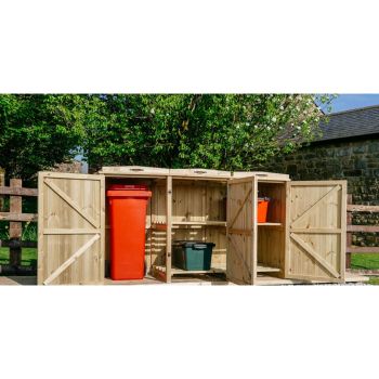 Chatburn 1 Wheelie Bin/4 Recycle Box Store - L80.4 x W192 x H120 cm - Fits 1 x 180L or 1 x 240L Wheelie Bins & 4 x Recycle Boxes