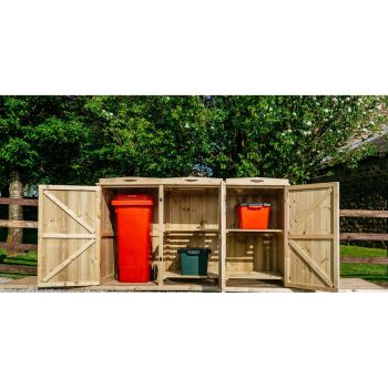 Chatburn 1 Wheelie Bin/4 Recycle Box Store - L80.4 x W192 x H120 cm - Fits 1 x 180L or 1 x 240L Wheelie Bins & 4 x Recycle Boxes