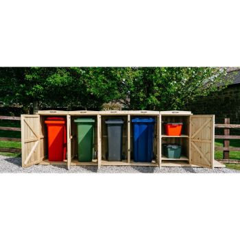 Chatburn 4 Wheelie Bin/2 Recycle Box Store - L80.4 x W342.2 x H120 cm - Fits 4x 180L or 4x 240L Wheelie Bins & 2x Recycle Boxes
