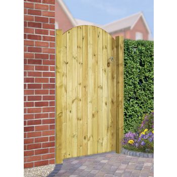 Carlton Bow Top High Quality Single Gate - Pressure Treated Scandinavian Redwood - W900 x H1800 mm