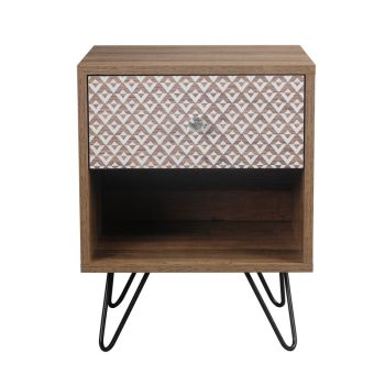 Casablanca 1 Drawer Lamp Table - Wood - L35 x W39 x H50 cm - Brown