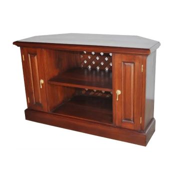 Solid Corner TV Unit - Mahogany Wood - L40 x W90 x H56 cm