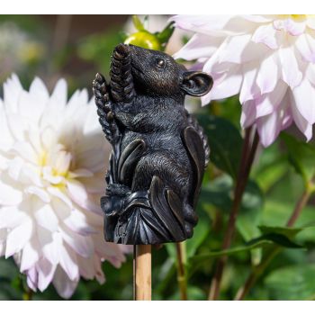Harvest Mouse On Corn Cane or Stake Topper - L4 x W4.5 x H9 cm