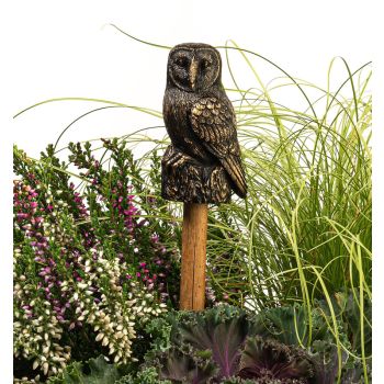 Barn Owl Cane or Stake Topper Pot Buddy - L4.3 x W4 x H7.5 cm