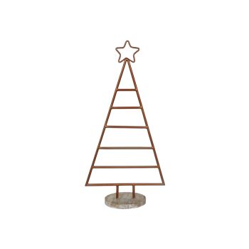 Christmas Tree with Star - Mild Steel/Mango Wood - L15 x W35 x H71 cm - Copper