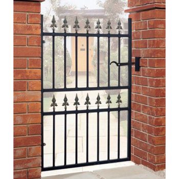 Corfe Premium Range Spear Top Single Gate - Solid Steel - Fits Gap of 914 mm x 1168 mm High - Electro Galv./Black Powder Coated