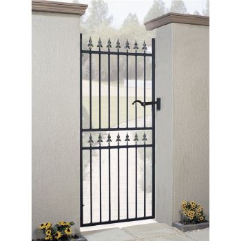 Corfe Premium Range Spear Top Tall Single Gate - Steel - Fits Gap of 914 mm x 1778 mm High - Electro Galv./Black Powder Coated