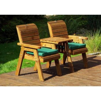 Twin Companion Set Straight with Cushions - W160 x D74 x H98 - Fully Assembled - Green