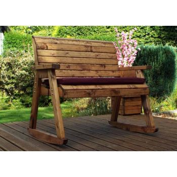 Bench Rocker with Cushions - W120 x D77 x H102 - Fully Assembled - Burgundy