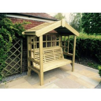 Cottage Arbour - Trellis Back and Sides, Wooden Garden Bench Seat with Trellis - L90 x W170 x H190 cm - Minimal Assembly Required