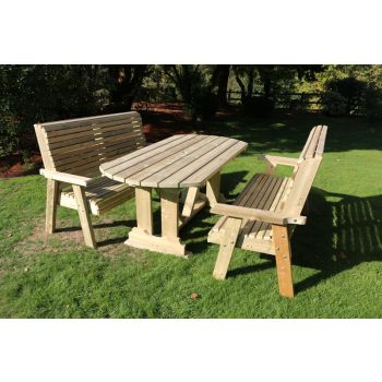 Ergo Table Bench Set - Sits 6, Wooden Garden Dining Furniture - L250 x W290 x H105 cm - Minimal Assembly Required