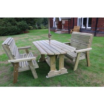 Ergo Table Bench Set - Sits 4, Wooden Garden Dining Furniture, Outdoor, Alfresco Garden Furniture Set - L250 x W180 x H105 cm - Minimal Assembly Required