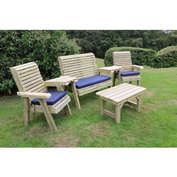 Multi Set, Wooden Garden Table and Chairs - L100 x W370 x H105 cm - Fully Assembled