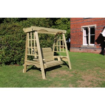 The Cottage Wooden Garden Swing - Sits 2, Wooden Garden Swinging Seat Hammock - L125 x W180 x H185 cm - Minimal Assembly Required