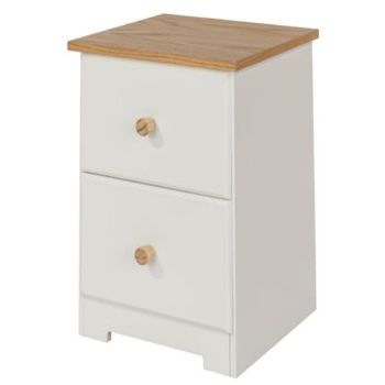 2 Drawer Petite Bedside Cabinet - MDF/MDP - 35 x 33 x 48.4 cm - Soft White/Oak