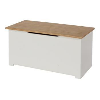 Ottoman - MDF/MDP - 80 x 38 x 41 cm - Soft White/Oak