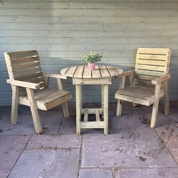 Clover Bistro Garden Round Table and Chair Set - 2 Seater - L80 X W200 X H98 cm - Partially Assembled