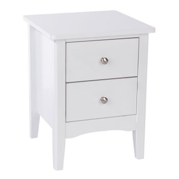2 Petite Drawer Bedside Cabinet - MDF - 38 x 38 x 49 cm - White