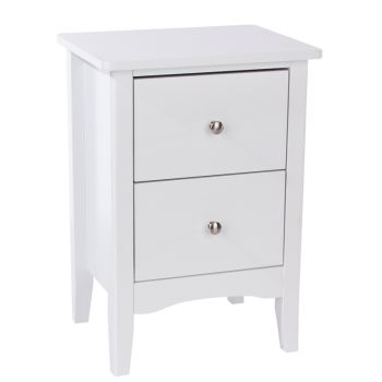 2 Drawer Bedside Cabinet - MDF - 40 x 32 x 57 cm - White