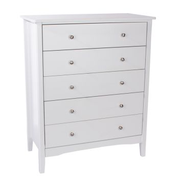 5 Drawer Chest - MDF - 83 x 43 x 101 cm - White