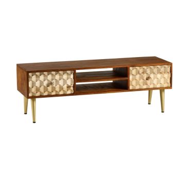 Edison Large Plasma TV Stand - Solid Mango Wood - L40 x W140 x H45 cm