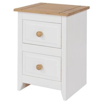 Capri 2 Drawer Petite Bedside Cabinet - MDF/Pine - 36 x 32 x 53.2 cm - White/Antique Waxed Pine