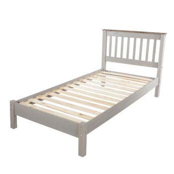 3' Slatted Lowend Bedstead - Pine - 101.6 x 201.5 x 100 cm - Grey Wax/Antique Waxed Pine