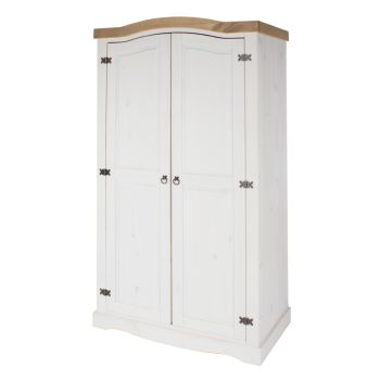 Corona White Washed & Waxed Effect Pine 2 Door Wardrobe 