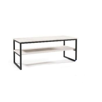 MILAN Laminate Coffee Table with Shelf - L40 x W100 x H40 cm - White