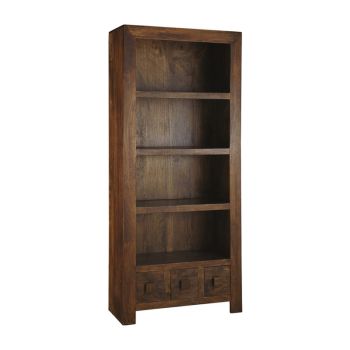 Dakota Large Bookcase - Mango Wood - L30 x W75 x H175 cm - Dark Finish