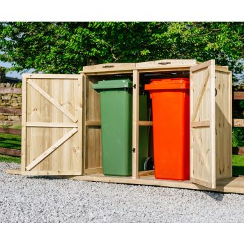 Chatburn Double Wheelie Bin Store  - Timber - L64 x W122.5 x H120 cm - Fits 2 x 140L Wheelie Bins