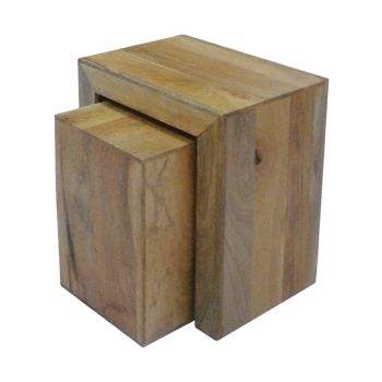 Dakota Cube Nest Tables - Mango Wood - L35 x W50 x H54 cm - Light Finish