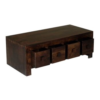 8 Draw Coffee Table - Mango Wood - L55 x W118 x H40 cm - Dark Finish