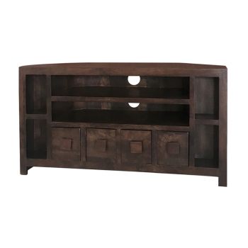 Dakota Plus Corner TV Unit - Mango Wood - L43 x W104 x H55 cm - Dark Finish