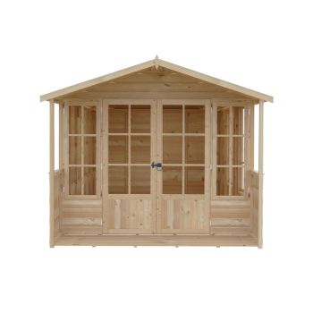 Delmora 8 x 14 Shiplap Summerhouse with Veranda - Wood - L4186 x W2456 x H2174 mm